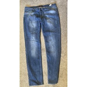 Leif Nelson Jeans Mens 40x34 Blue Stretch Denim Distressed Straight Button Fly